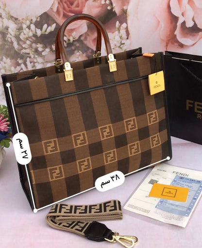 FENDI Tote Monogram Canvas – Stylish & Spacious Women Bag (Brown/Black)