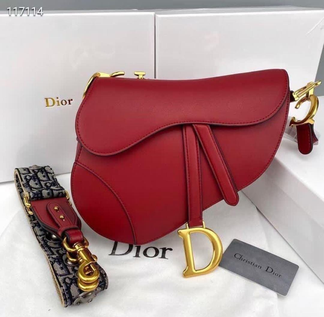 DIOR Women's Saddle Bag with Strap (Maroon/Red)