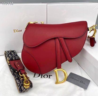 DIOR Women's Saddle Bag with Strap (Maroon/Red)