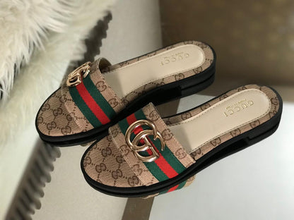 Gucci-Inspired High-Quality Slippers with Branded Box (Brown)