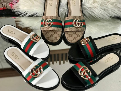 Gucci-Inspired High-Quality Slippers with Branded Box (White)