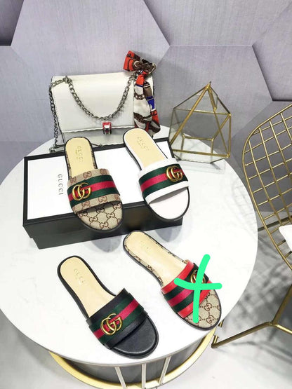 Gucci-Inspired High-Quality Slippers with Branded Box (White)