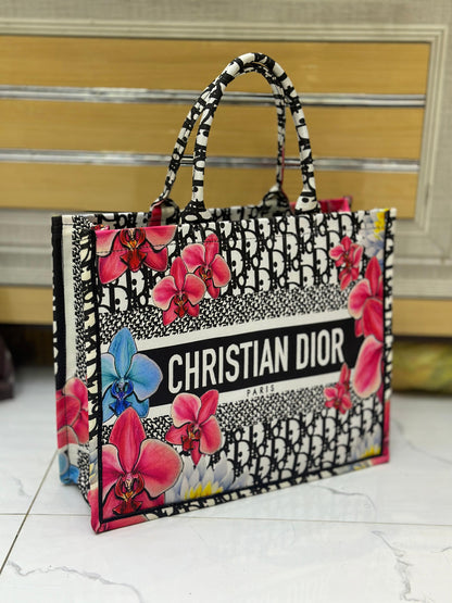 Christian Dior Women Bag – High-Quality Denim Tote (Pink/White/Black)