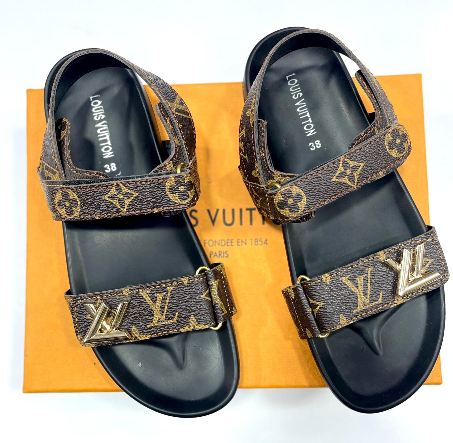 Unisex Louis Vuitton Sunset Flat Comfort Signature Monogram Canvas Sandals