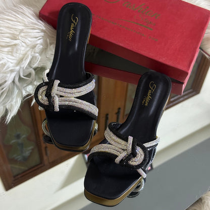 Fashion Steps Flats – Stylish Women Footwear (Black/Silver)