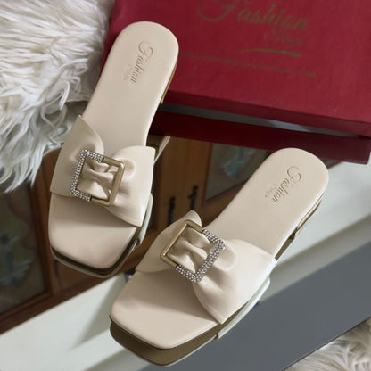 Fashionsteps Women Flats Slippers – Premium Comfort & Style (White)