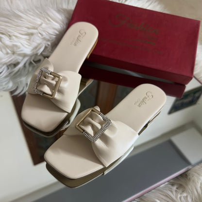 Fashionsteps Women Flats Slippers – Premium Comfort & Style (White)