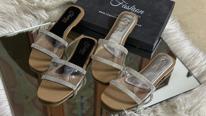 Fashionsteps Transparent Women Slipper – Sleek & Modern (Black/Gold)