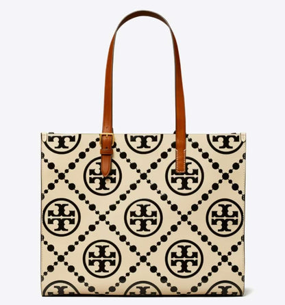 Tory Burch Small T Monogram Contrast Embossed Tote – Timeless Elegance (Black/White)