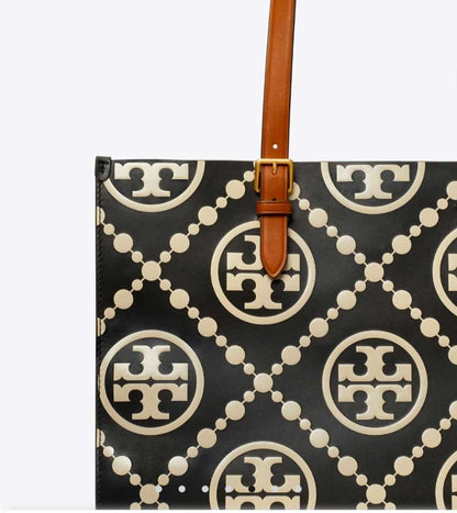 Tory Burch Small T Monogram Contrast Embossed Tote – Timeless Elegance (Black/White)