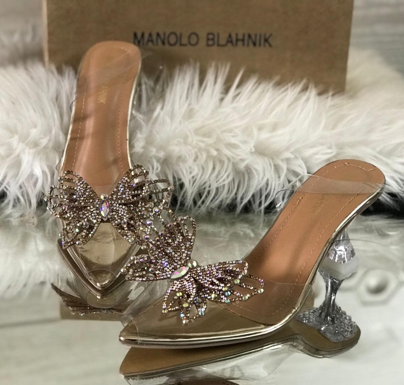 MANOLO BLAHNIK Transparent Women Heel – Timeless Elegance (Brown)