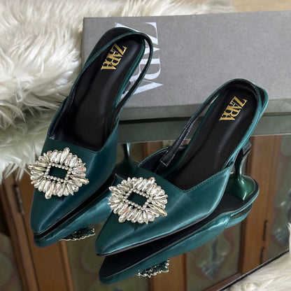 ZARA Women Kitty Heel – Elegant & Stylish (Green)