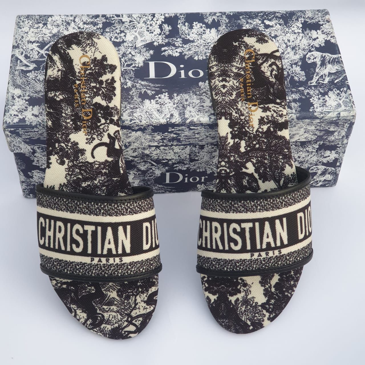 Christian Dior Women Flat Slippers – Elegant & Comfortable (Black)