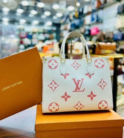 Louis Vuitton On The Go – AAA Quality, Official Model (White/Pink)