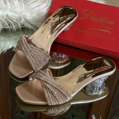 Fashionsteps Transparent Heel for Women (Beige/Peach)