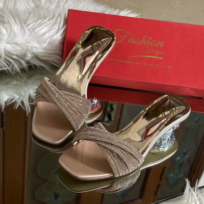 Fashionsteps Transparent Heel for Women (Beige/Peach)