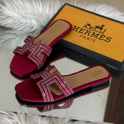 Hermès Iconic Luxury Slippers – Elegant & Timeless (Red)