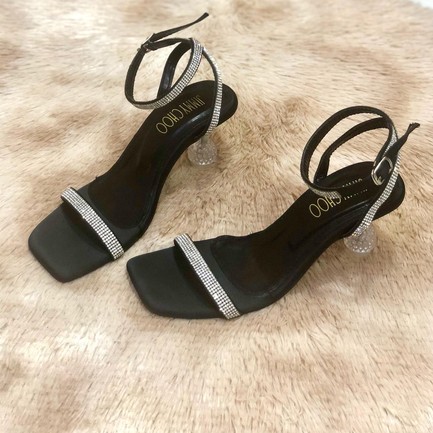 Jimmy Choo Women's Heels – Elegant & Timeless (Black/Silver)