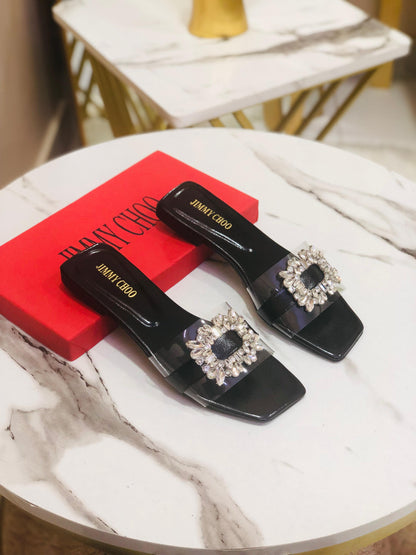 Jimmy Choo Women Flat Slippers New Arrival – Eid Collection (Black)