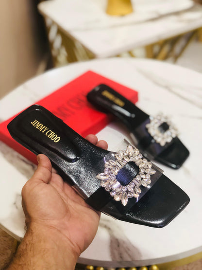 Jimmy Choo Women Flat Slippers New Arrival – Eid Collection (Black)