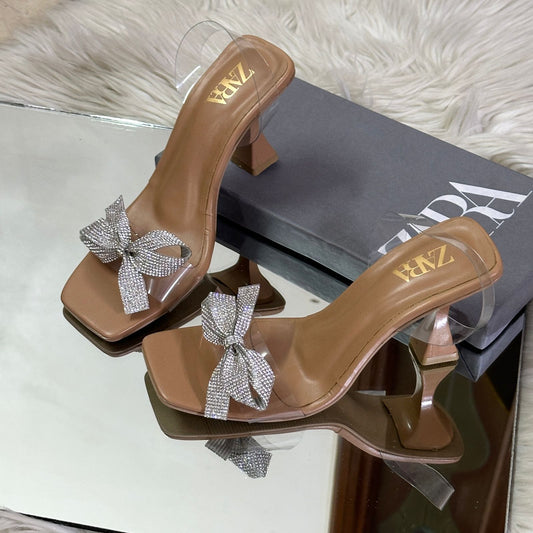 ZARA RESTOCK — Women's Transparent Heel Slippers (Brown)
