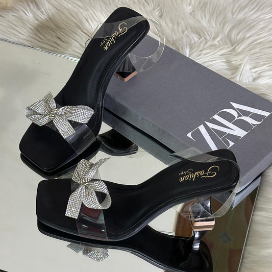 ZARA RESTOCK — Women's Transparent Heel Slippers (Black)