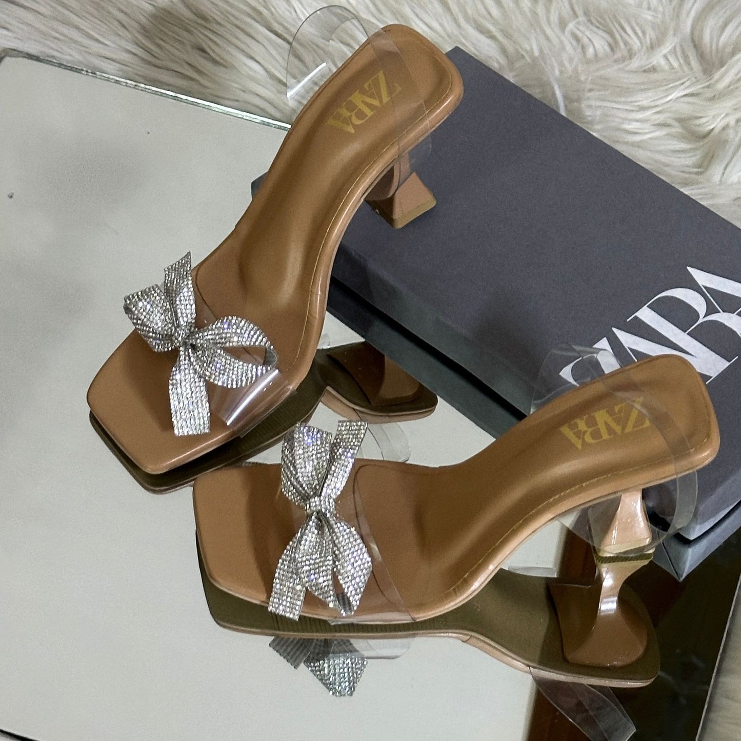 ZARA RESTOCK — Women's Transparent Heel Slippers (Brown)