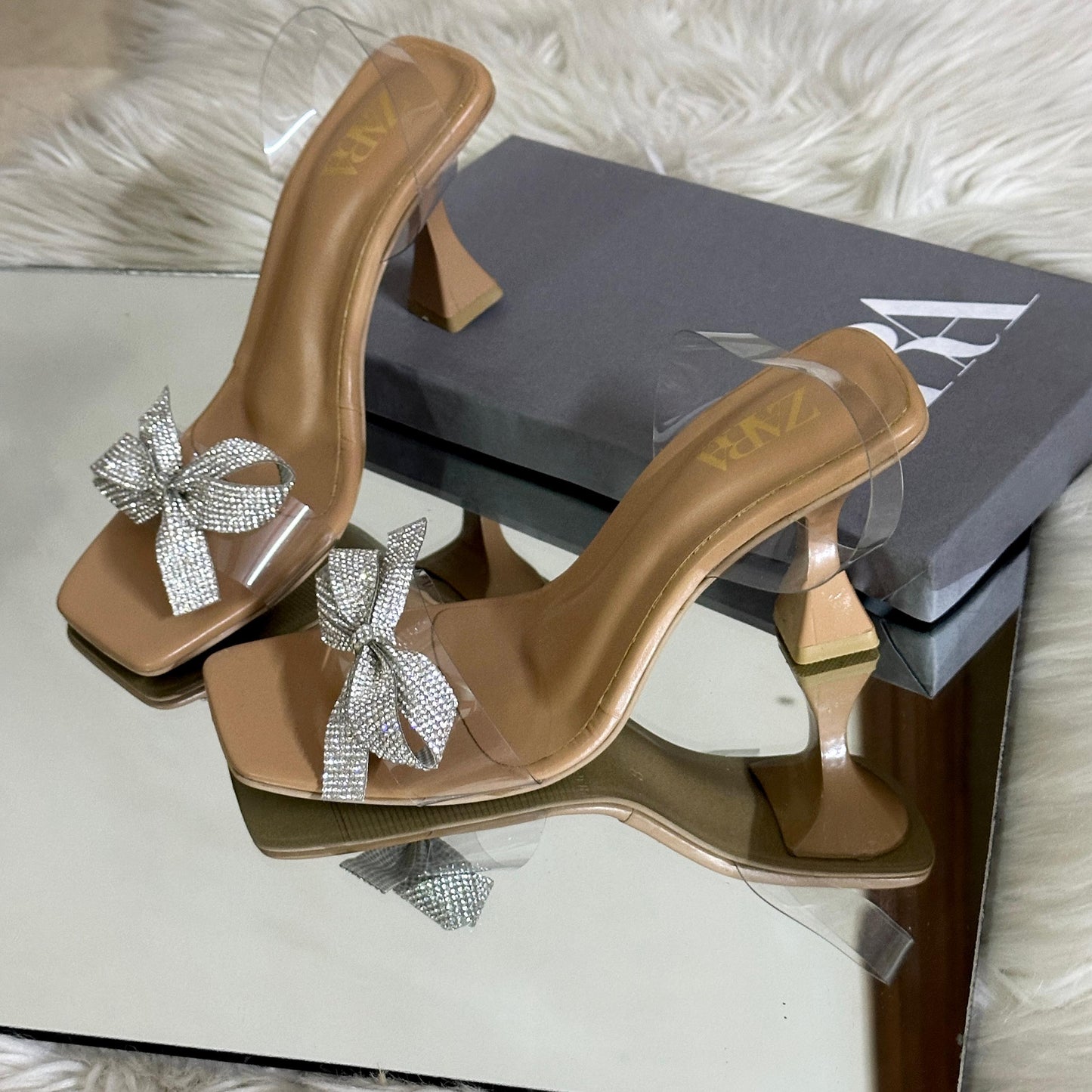 ZARA RESTOCK — Women's Transparent Heel Slippers (Brown)