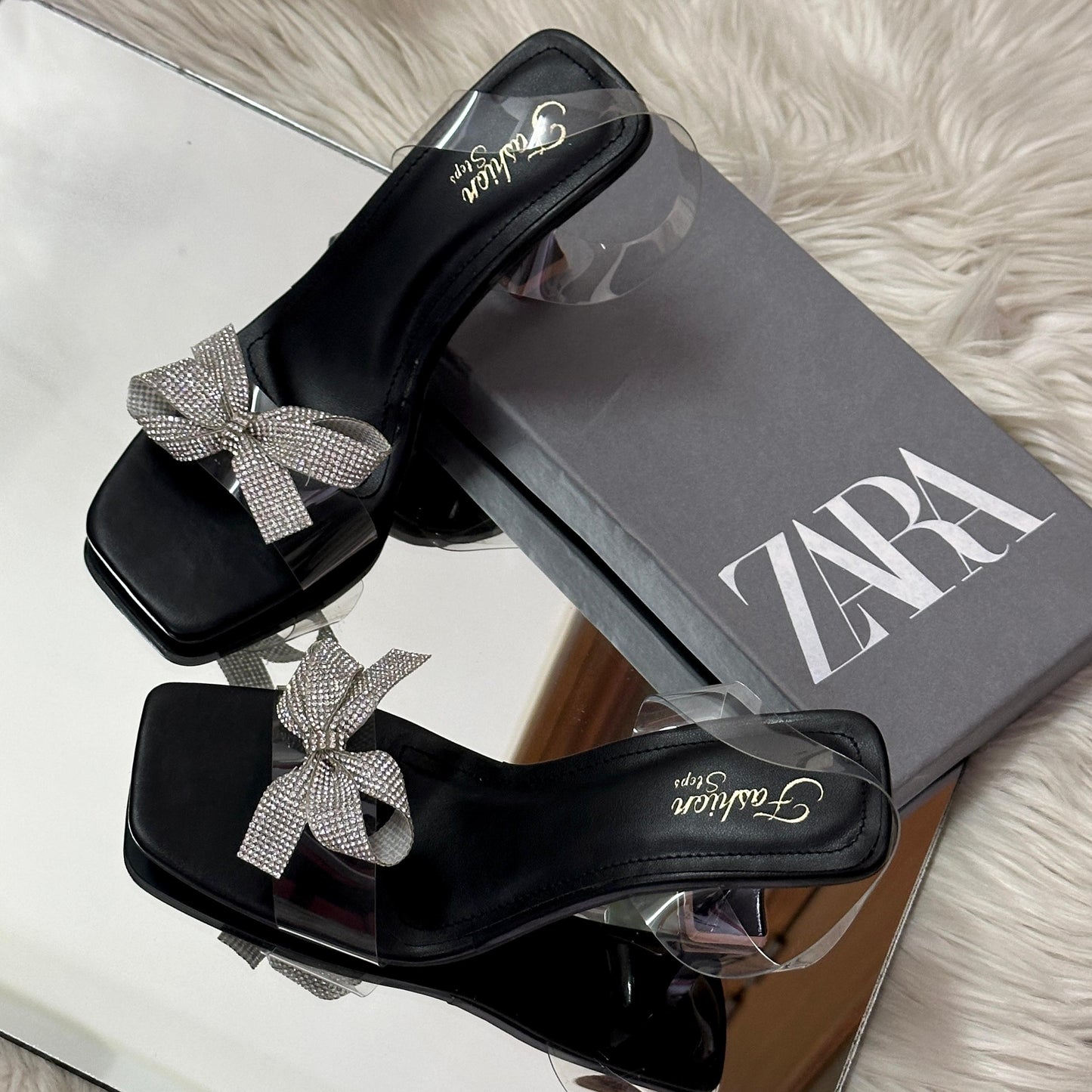 ZARA RESTOCK — Women's Transparent Heel Slippers (Black)