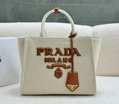 PRADA — Linen Blend Women's Tote Bag (Limited Stock) (Cream)
