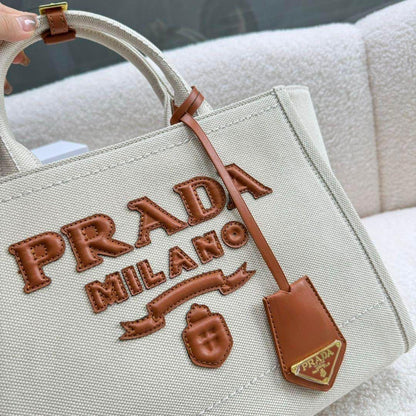 PRADA — Linen Blend Women's Tote Bag (Limited Stock) (Cream)