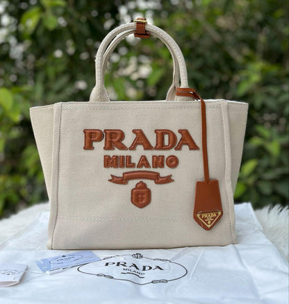 PRADA — Linen Blend Women's Tote Bag (Limited Stock) (Cream)