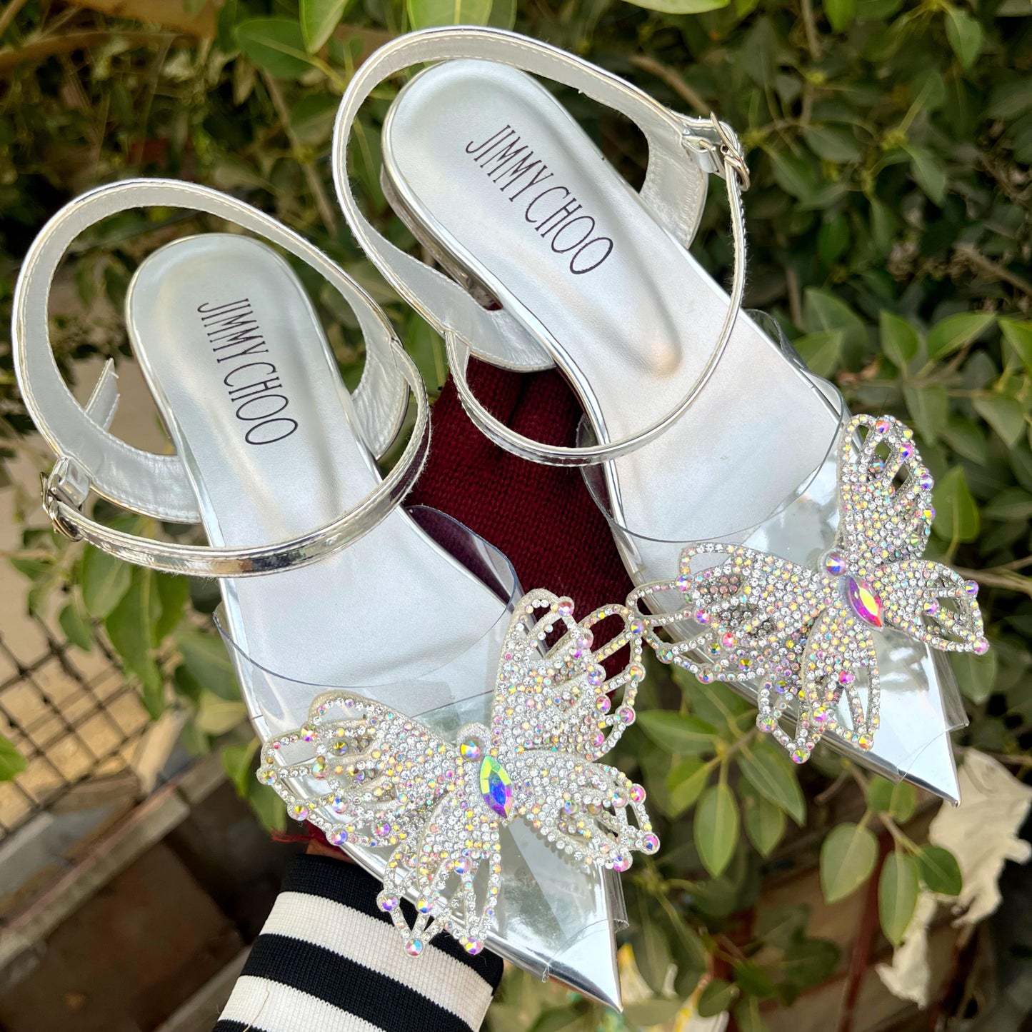 JIMMY CHOO — Women's Slippers (With Brand Box) (Silver)