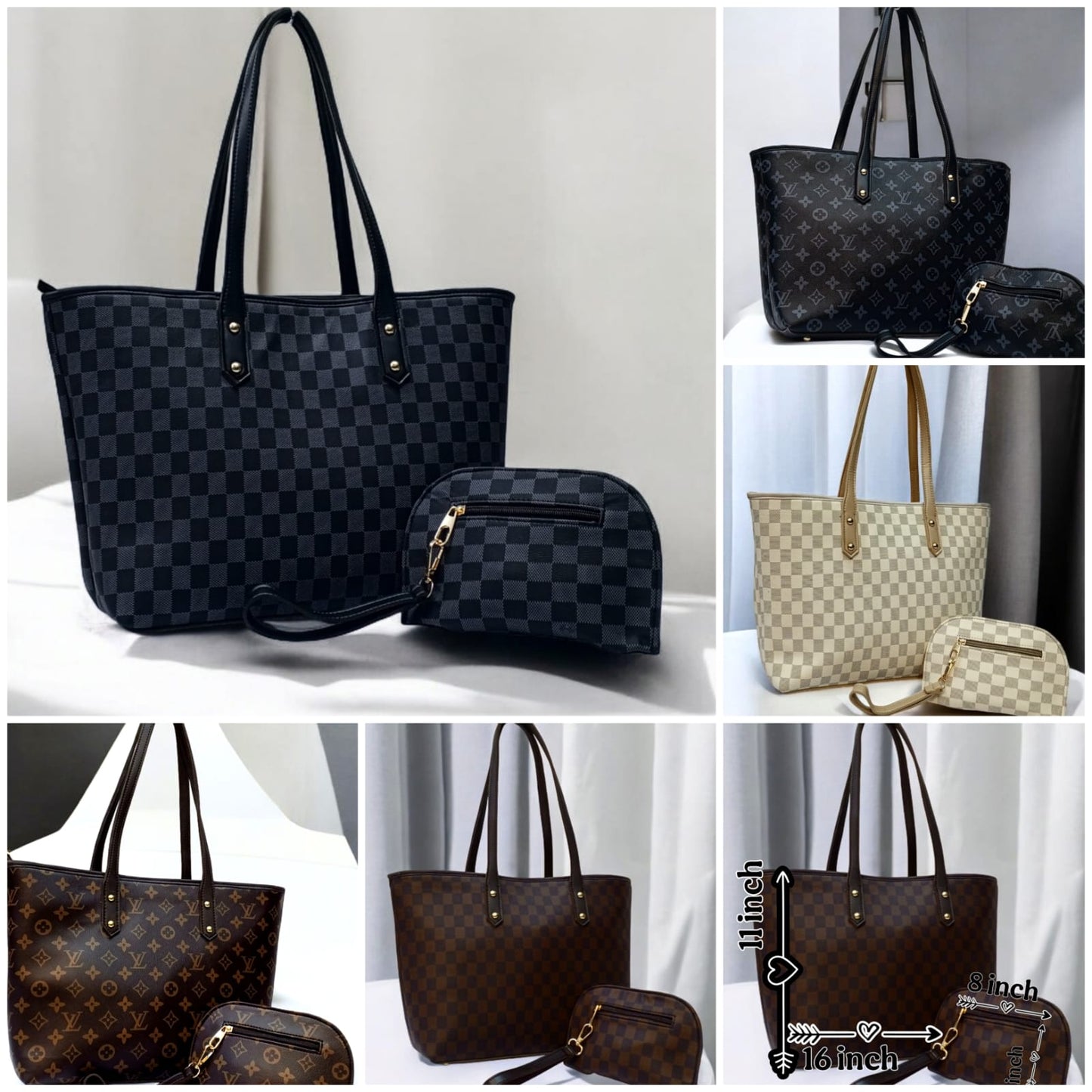 Master Quality — LOUIS VUITTON 2pc Shoulder Bag Set for Girls (Black-A)