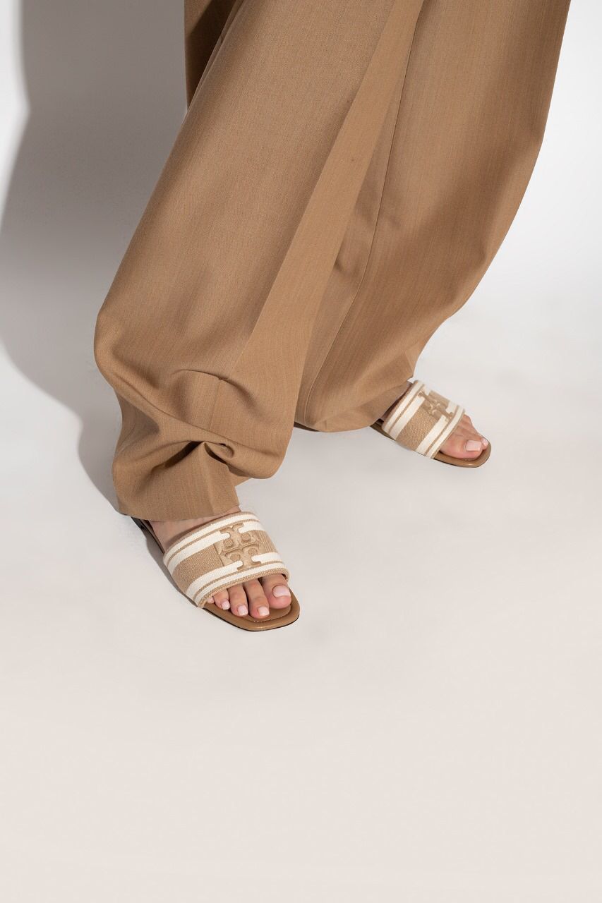 TORY BURCH — Embroidery Flat Slippers (Official Model) (Beige)
