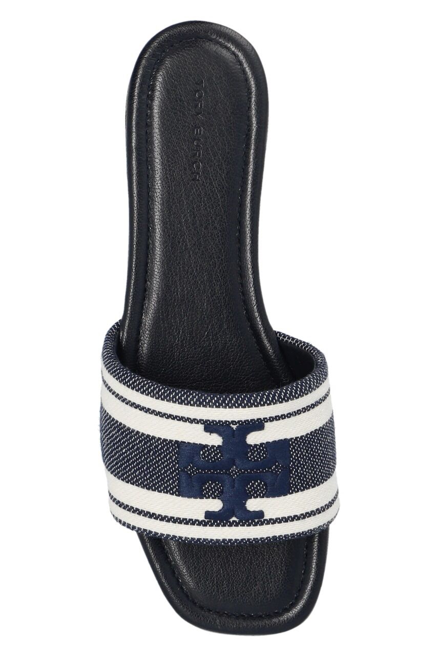 TORY BURCH — Embroidery Flat Slippers (Official Model) (Blue)