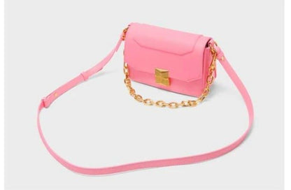 CHARLES & KEITH — Faux Leather Shoulder Bag (With Paper Bag & Tag) (Pink)