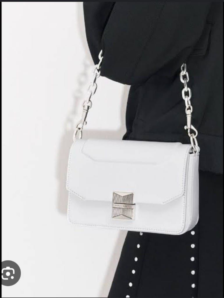 CHARLES & KEITH — Faux Leather Shoulder Bag (With Paper Bag & Tag) (White)