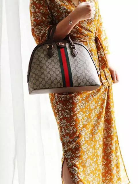 GUCCI — Women's Hand Bag with Long Belt (Full Branded Packaging) (Beige & Brown)