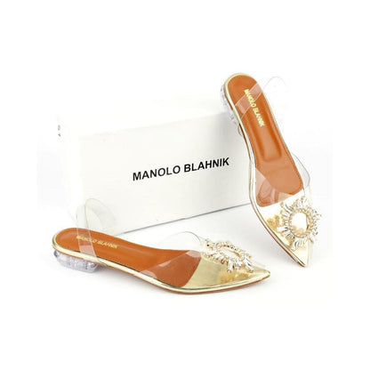 MANOLO BLAHNIK — Women's Flat Slippers (With Brand Box) (Golden)