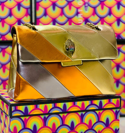 KURT GEIGER — Official Model Handbag (New Design | Premium Quality | With Box & Dust Bag) (Golden with Mix Colors)