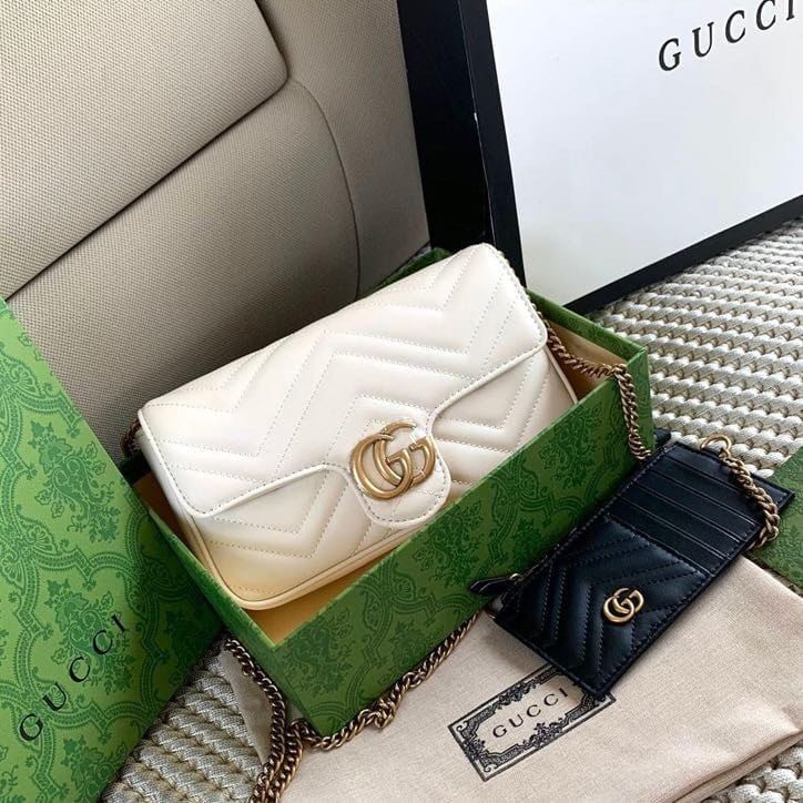 GUCCI — 2pc Designer Crossbody & Wallet Set (Original Leather | Master Series) (White)