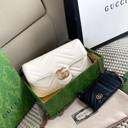 GUCCI — 2pc Designer Crossbody & Wallet Set (Original Leather | Master Series) (White)