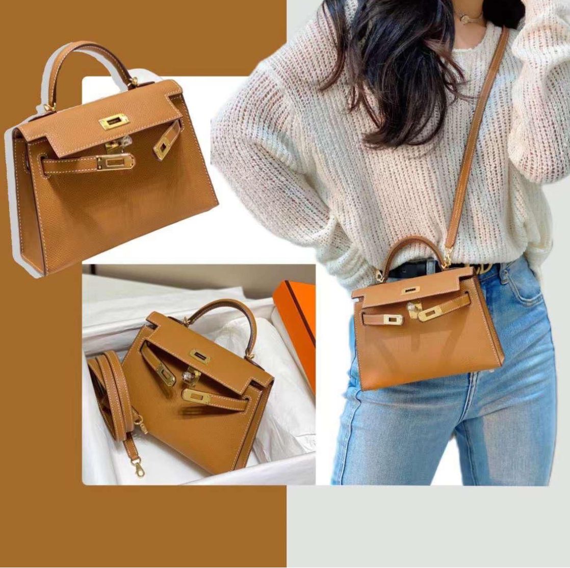 HERMÈS — Mini Kelly Bag (New Design | Premium Quality | With Dust Bag & Box) (Brown)