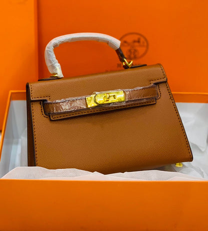 HERMÈS — Mini Kelly Bag (New Design | Premium Quality | With Dust Bag & Box) (Brown)