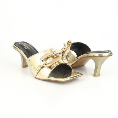 FASHIONSTEPS — Women's 2.5 Inch Heel Slippers (New Arrival | 3 Beautiful Colours | With Brand Box) (Golden)