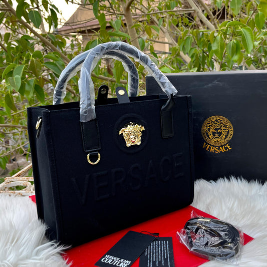 VERSACE — Women's Master Quality Handbag (With Long Belt | Brand Dust Bag & Box) (Black)