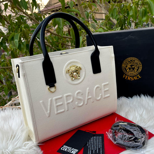 VERSACE — Women's Master Quality Handbag (With Long Belt | Brand Dust Bag & Box) (White)