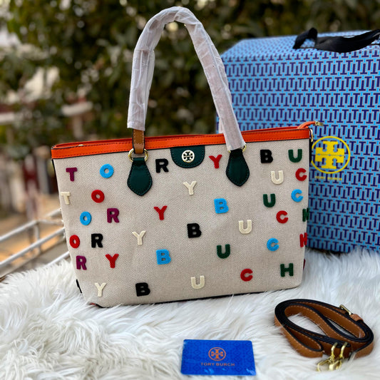 TORY BURCH — Women's Signature Tote Bag (Includes Brand Belt, Card, Tag & Dust Bag) (Orange)