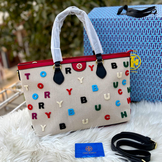 TORY BURCH — Women's Signature Tote Bag (Includes Brand Belt, Card, Tag & Dust Bag) (Red)